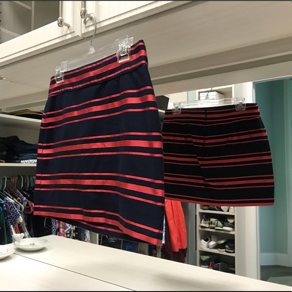 J.Crew Mandarin and Navy Skirt